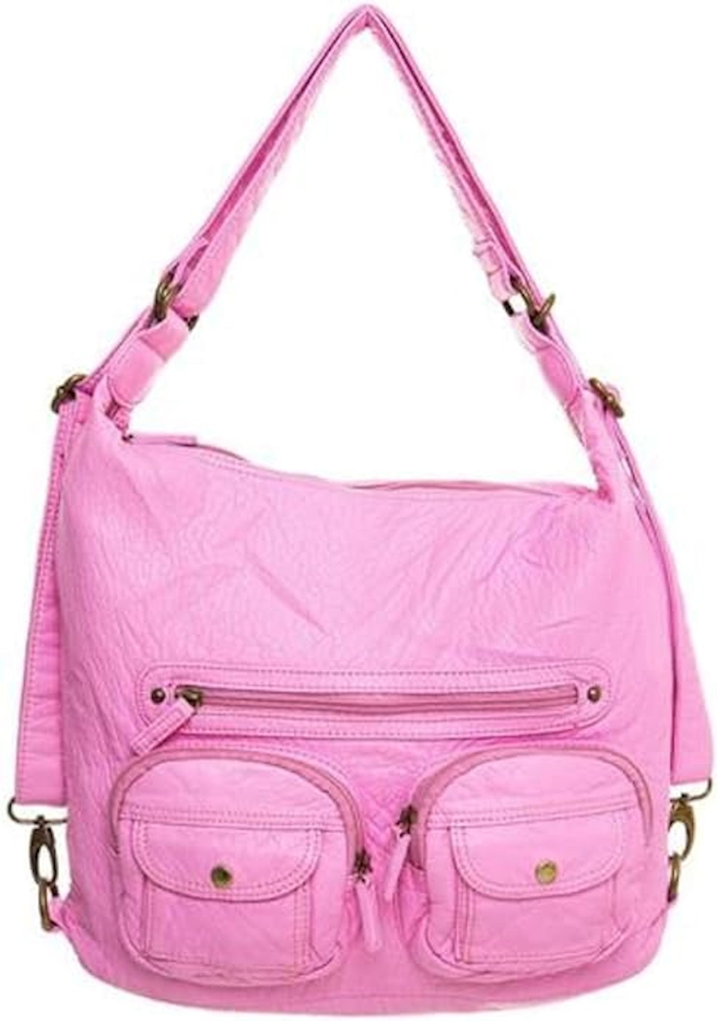 Vegan Leather Convertible Shoulder Bag, Backpack, Crossbody Bag